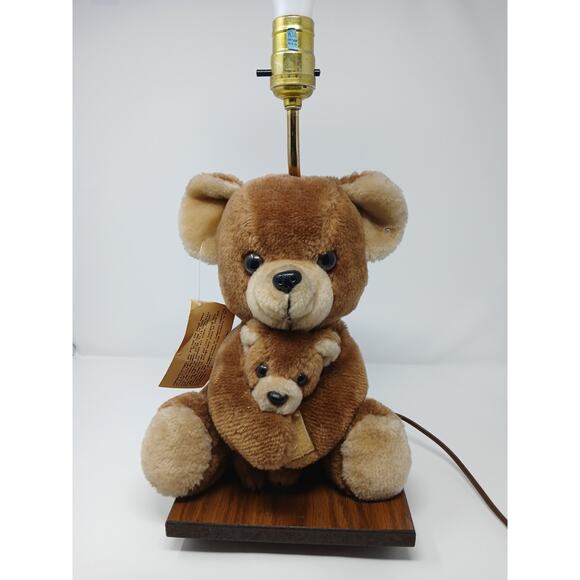 vintage 80’s ADI Brown Teddy Bear Nursery Table Lamp Plush Musical Animal - Picture 1 of 16